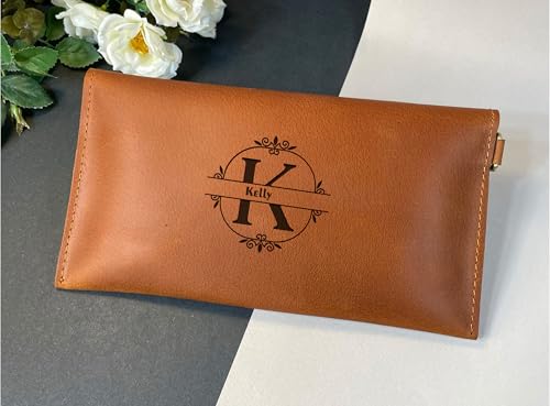Monogram Leather Wallet,Custom Birthday Gifts For Women,Mom To Grandma Gifts,Brown Wallets For Women,Perfect Christmas Gift Idea3