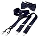 Produktbild DonDon Herren 3,5 cm breiter Hosenträger in Y-Form elastisch und verstellbar im 2er Set mit farblich passender Fliege 12 x 6 cm