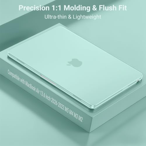 Image of MOSISO Compatible with MacBook Air 13 inch Case M5 2026 M4 2025 M3 M2 2024-2022 A3449 A3240 A3113 A2681, Hard Shell&Keyboard Cover&Screen Film&Type C for MacBook Air 13.6 inch Case, Mint Green