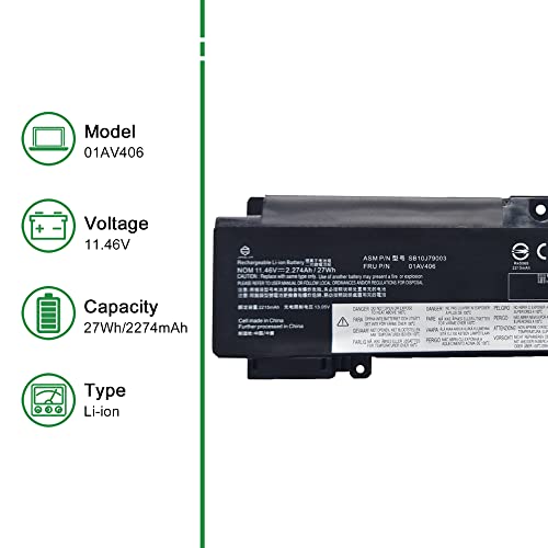 Image of 01AV406 SB10J79003 Laptop Battery Replacement for Lenovo ThinkPad T460s T470s Series 01AV405 SB10J79002 00HW038 00HW025 00HW024 01AV462 01AV407 01AV408 L16M3P73 SB10J79004 11.46V 27Wh
