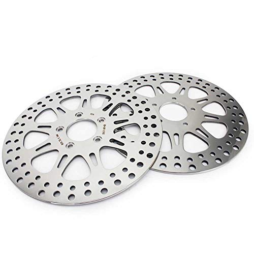 TARAZON Polished Front Pair Brake Rotors for Harley Davidson Electra Glide Road King Road Glide Classic Custom 2000-2007 Street Glide Ultra Classic Electra Glide FLHT FLHR FLTR 11.5"