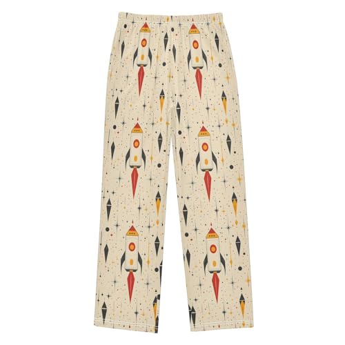 Pajama Pants Sleep Pants Soft Elastic Waist Pajama Lounge Pants Rocket Pattern for 6-14 Years Old