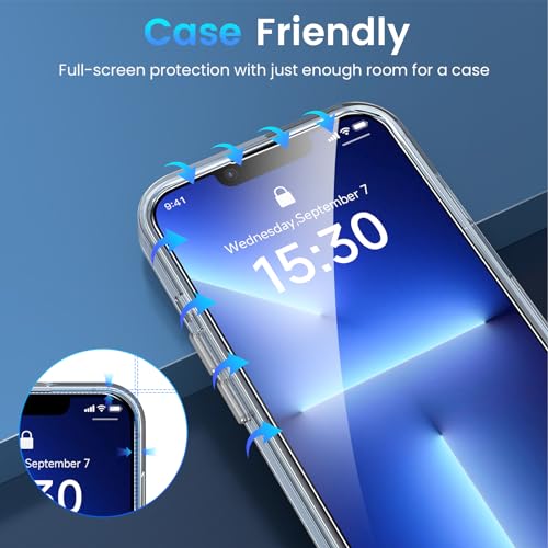 Image of Fotbor for [3+3 Pack] iPhone 13 Pro Max Screen Protector with Camera Lens Protector, 9H Tempered Glass Case Friendly Film with Easy Installation Kit 6.7''