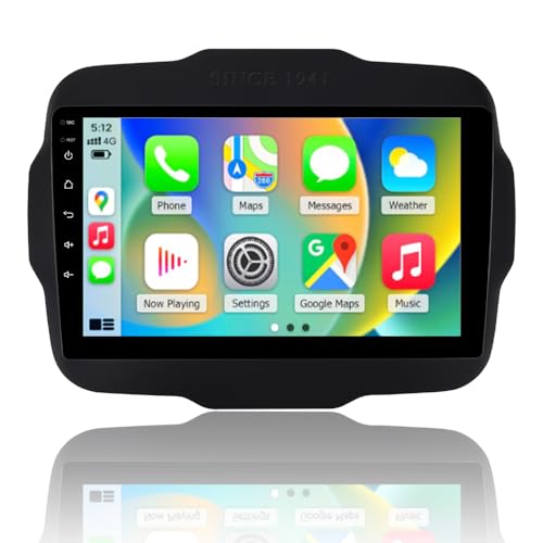 ACAVICA Radio de coche Android 14 4 + 64 GB para Jeep Renegade 2014 – 2019 – Wireless CarPlay, GPS, WiFi, Bluetooth, DSP – Pantalla de 9 pulgadas HD para navegación y control del volante