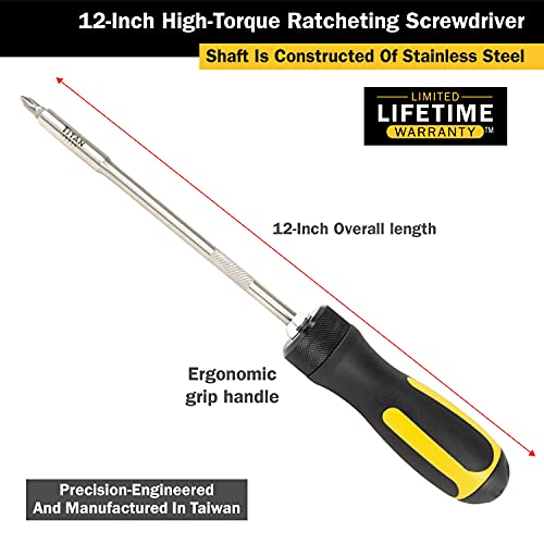 Titan 12220 12-Inch High-Torque Ratcheting Screwdriver #TOP1