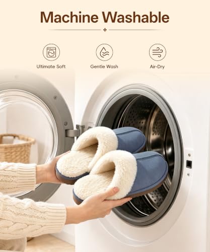 Image of Litfun Fuzzy Memory Foam Slippers for Women Indoor Outdoor House Shoes