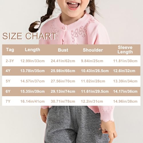 Image of Danny D Toddler Girls Open Front Shrug Cardigan Children Knit Long Sleeve Bolero with Button Closure for 2Years-7Years
