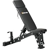 JEEKEE Adjustable Weight Bench, 1600LB Capacity Commercial 3x3 Steel Bench, 34" Extra Long Backrest for Tall Users 6’5”, Incline Decline Flat Bench with Headrest Adjustment for Home Gym