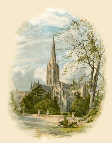 Peinture pour décoration salon : œuvre de la Cathédrale de Salisbury imprimée sur toile 60x90