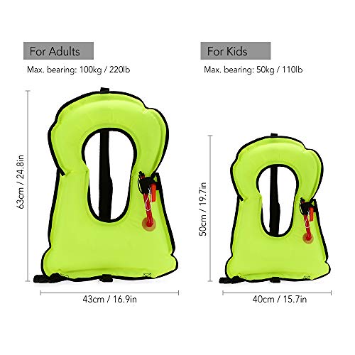 Andoer Colete inflável para mergulho com snorkel coletes salva-vidas adultos para mergulho com snork
