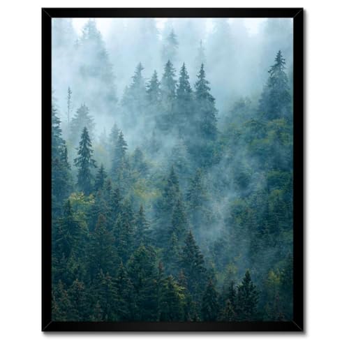 Forêt dans le brouillard poster pour évacuer le stress cadre blanc