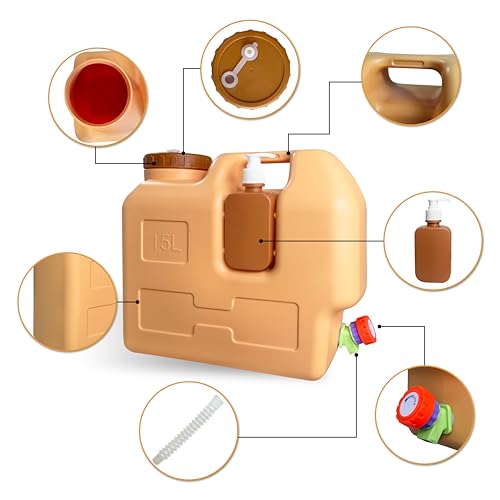 Contenedor de Agua de 15 Litros con Grifo, Jarra Portátil para Camping y Senderismo, Sin Fugas, Libre de BPA miniatura 3