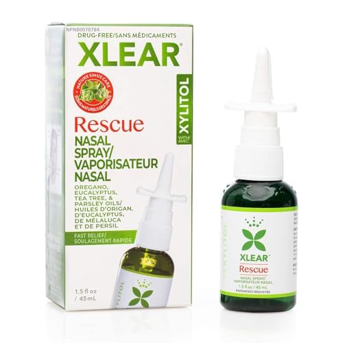 Xlear Rescue Natural Nasal Spray with Xylitol, Oregano and Tea Tree, 1.5 fl oz (Pack of 1)