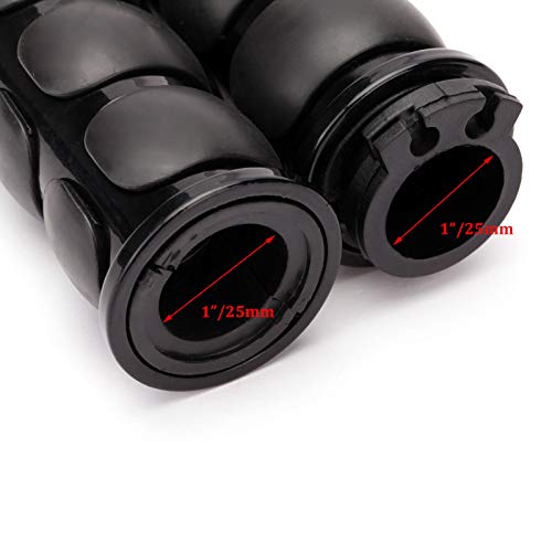 Pair Of 1" Dual Black Motorcycle Bar End Hand Grips Handlebar Compatible With Cruisers Harley Yamaha Suzuki #TOP3