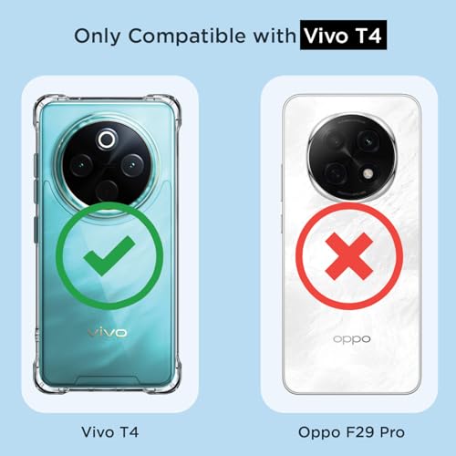 Image of Outlouders Back Cover for Vivo T4 5G / iQoo Z10 5G Clear Transparent PC + TPU Bumper Case with Raised Edges for Shockproof Protection(Transparent)