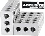 Accusize Industrial Tools Precision 1-2-3 Blocks 2Pcs/Set, Steel Hardened, EG02-0411 | Hardened Steel HRC 50-60, 0.0002 in Parallelism, 0.0003 in/1 in Squareness, 5 Tapped 3/8-16, EG06-0411