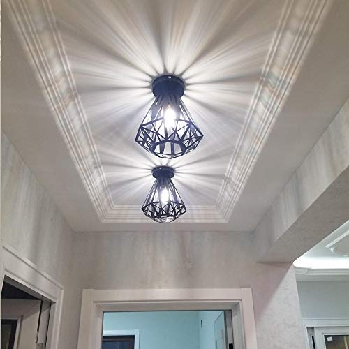 iDEGU Plafondlamp vintage industriële kroonluchter van ijzer kooi lampenkap plafondlamp E27 verlichting decoratie… - Afbeelding 3