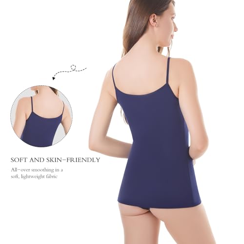 Image of Womens Tank Top Camisoles with Premium Cotton Italian Design - Trimmed with Flower Lace on Neckline