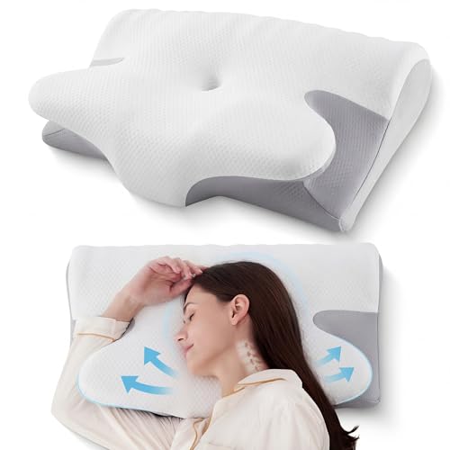 BDEUS Ergonomic Cervical Pillow for Side Sleepers, 2-in-1 Contour Orthopedic Memory Foam Pillow for...