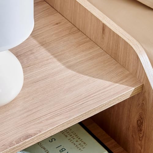 Image of Home Centre | Lexus Bedside Table with Drawer | Engineered Wood | Oak | 1 Year Warranty