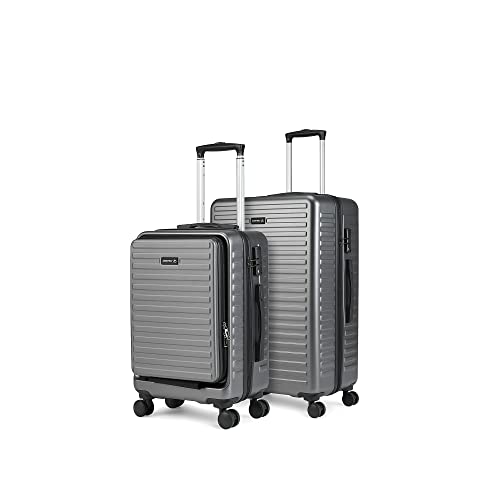 Image of The Assembly Medium Check in 24 Inches & 20 Inches Cabin Luggage Set of 2 - Premium Polycarbonate Hardsided Suitcase & Trolley Bags - Grey