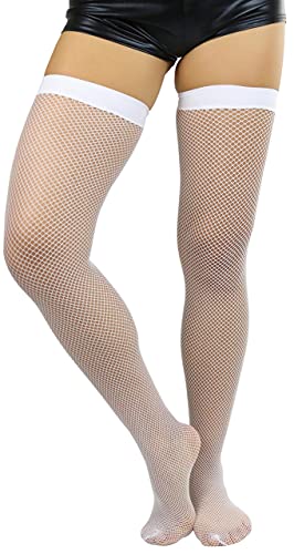 Image of ToBeInStyle Women's Fine Classic Fishnet Thigh High Stretch Nylon Novelty Stockings