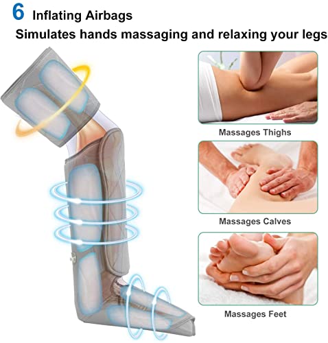 Image of InvoSpa Leg Massager For Circulation - Foot And Calf Massager Air Compression Leg & Thigh Wraps Massage Boots Machine For Home Use Relaxation With Controller - Stocking Stuffers Gift
