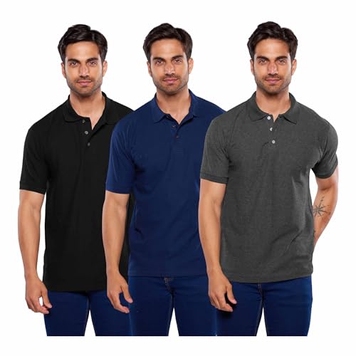 Consejos para Comprar Polos de esta semana. 46 Alfani Paq 3 Playeras Polo para Hombre Manga Corta 100% Algodón-Negro/Marino/Negro Jaspe-G