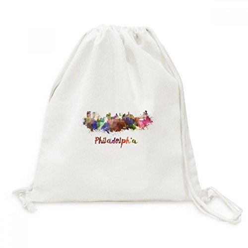 Toile drawstring backpack Philadelphie sac de voyage aquarelle pour sport et loisirs