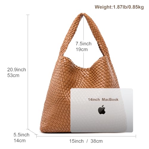 Image of MELOLILA Large Woven Tote Bag for Women Weave Purse Woven Leather Handbag