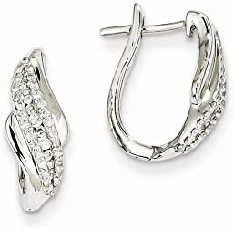 14k White Gold White Gold 0.25ct Diamond Swirl Hinged Earrings