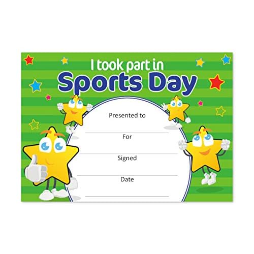 Participé en los Certificados del Día del Deporte (20 por paquete)