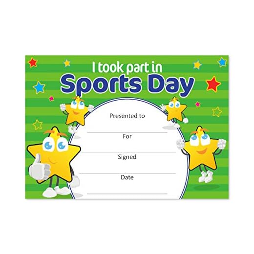 Participé en los Certificados del Día del Deporte (20 por paquete)