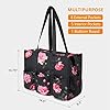 TOPDesign Utility Water Resistant Tote Bag with 13 Exterior & Interior Pockets, Top Zipper Closure & Thick Bottom Support, for Working Women, Teachers, Nurses, Accountants (Peony, Medium) #1