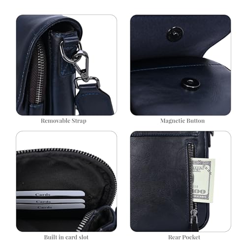 Image of HESHE Small Leather Crossbody Bag for Women RFID Phone Purse with Card Slot | Anti Theft,Genine Leather,Wide Adjustable Strap,Multi-Pocket Fits 6.9 inch Phone Trendy Shoulder Cross Body Bag for Daily,Travel