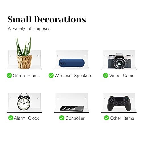 image for Yalikop Small Acrylic Shelf Floating Shelves for Wall Adhesive Display