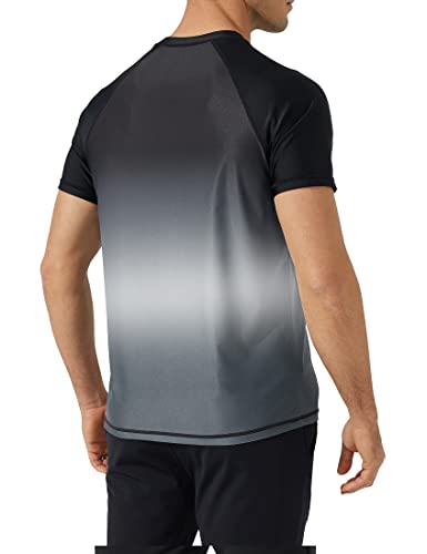 Blutown Men's Swim Shirts Upf 50+ Sun Protection Shirts Short Sleeve Fishing Rash Guard For Men Quick Dry Grey Gradient 4Xl #TOP1