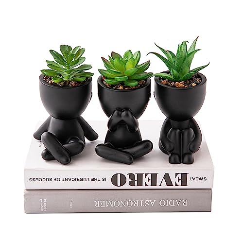 HEYO-YEPY 3PCS Cute Artificial Plant Office Decor for Women and