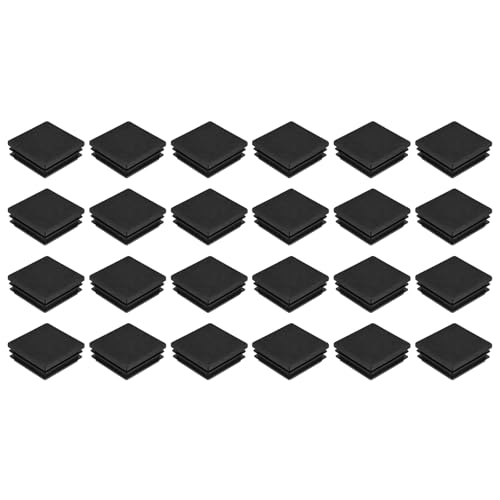 Image of uxcell 24Pcs Square Plastic Plugs, 45 x 45mm /1.77 x 1.77inch PE Pipe Tubing End Caps for 38-43mm /1.5-1.69inch Square Tube Furniture Chair Leg, Black