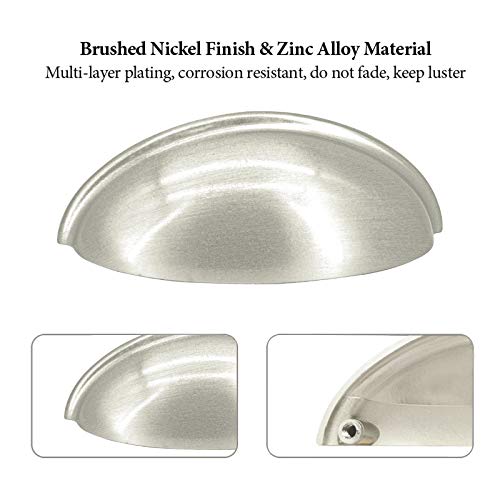 Sunriver 30Packs Kitchen Cabinet Cup Pulls, 15 Pcs Brushed Nickel Bin Cup Handles And 15Pcs Knobs 3 Inch 76Mm Stainless Steel Kitchen Cabinet Hardware Cup Pull And Knob Set #TOP1