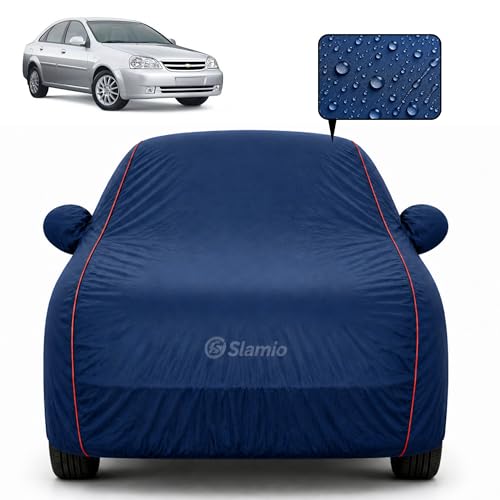Image of Car Cover for Chevrolet Optra | 100% Waterproof Heavy-Duty 3-Layer Car Body Cover | All-Weather Rain, UV, Sun & Dust Protection | Custom Fit | Mirror & Antenna Pockets | Navy Blue