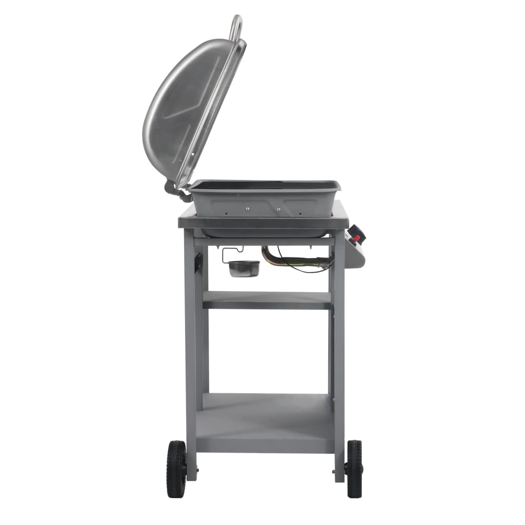 Grill gazowy z 2 palnikami i stolikiem pomocniczym, stacja grillowa do ogrodu i na taras, stal nierdzewna i stal malowana proszkowo, moc 5,5 kW