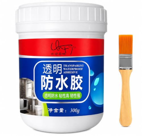 Image of 300G Waterproof Crack Seal Glue with Brush - Transparent Roof Leakage Sealant | Waterproofing Agent for Pipe, Wall, Tiles, Concrete & Balcony Crack Repair
