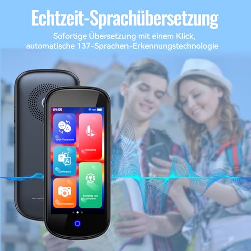 SKARA Sprachübersetzer Gerät ohne Internet, Echtzeit Übersetzer mit Sprachausgabe, 137 Sprachen & Akzente, Offline-, WiFi- & Foto Übersetzung, Translator für Reisen, Lernen & Business