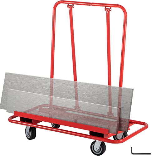 Vevor Drywall Cart, 45.3"L × 21.7"W × 31.5"H Drywall Sheet Carts w/ 2200 LBS/1 Ton Load Capacity, Trolley w/Four 5" Wheels, Service Dolly for Handling Sheetrock Sheet Panel, Red, One Size
