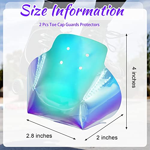 2 Pieces Roller Skate Toe Guards Artificial Leather Toe Guards Protectors For Quad Roller Skate (Rainbow Color,Solid Pattern) #TOP1