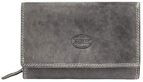 Portefeuille pour femme en cuir véritable Akzent Wild anthracite élégant