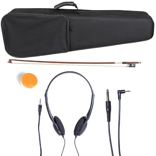 Cecilio 4/4 Cevn-1Bk Solid Wood Electric/Silent Violin With Ebony Fittings In Style 1 - Full Size - Black Metallic #TOP7