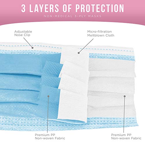 Tcp Global Salon World Safety - Kids Face Masks 3-Ply Protective Ppe (5 Colors) Disposable Children's Size #TOP2