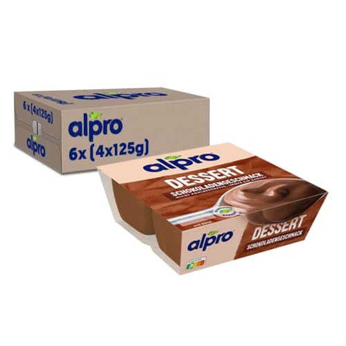 Alpro Soya-Dessert Schokoladengeschmack – Auf Soyabasis – Vegan und von Natur aus laktosefrei – Reich an Calcium und Vitaminen – 6 x (4 x 125)